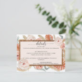 Blumenpampas Foliage Burnt Orange Hochzeitdetails Einladung (Stehend Vorderseite)