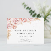 Blumenpampas-Hochzeit speichert die Datumskarte Einladung (Stehend Vorderseite)