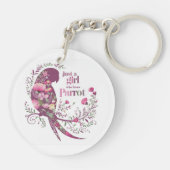 Blumenpapagei : Nur ein Mädchen, das Papagei Liebe Schlüsselanhänger (Rückseite)