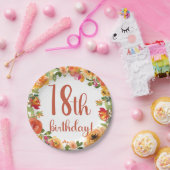 Blumenpapier 18. Geburtstag Pappteller (Party)