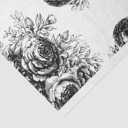 Blumenpapier aus Schwarz und Weiß Seidenpapier (Ausschnitt)