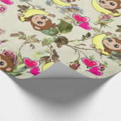Blumenpapier, Bananen, Affen, blass Geschenkpapier (Ecke)