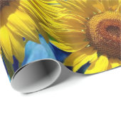 Blumenpapier, blauer Sonnenblume Geschenkpapier (Rolleneckpunkt)