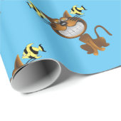 Blumenpapier, Blaukatzenfisch Geschenkpapier (Rolleneckpunkt)