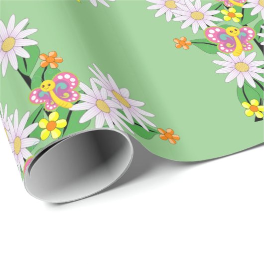 Blumenpapier, Blumenschmetterlingsgrüne Geschenkpapier (Rolleneckpunkt)