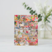 Blumenpapier-Collage Inspiration Wörterkarten Dankeskarte (Stehend Vorderseite)