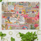 Blumenpapier Collage Mixed Media Küchentuch (Gefaltet)