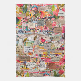 Blumenpapier Collage Mixed Media Küchentuch