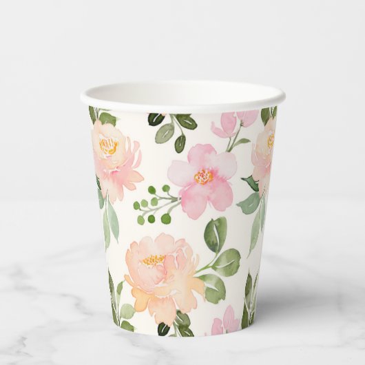 Blumenpapier für das Aquarellland Pappbecher (Rückseite)