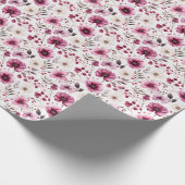 Blumenpapier für lila und Elfenbeinflora Geschenkpapier (Ecke)