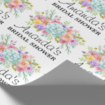 Blumenpapier für personalisiertes Brautparty Geschenkpapier<br><div class="desc">Fügen Sie Ihren Brautparty Geschenken eine Touch Eleganz und persönlichen Charme mit unserem Personalisierten Brautparty Pink Floral Wrapping Paper hinzu. Dieses edle Verpackungspapier wurde entworfen, um den fröhlichen Anlass eines Brautparty zu feiern, mit zarten Blumenmustern in hübschen Rosatönen, die Romantik und Eleganz ausstrahlen. Das Verpackungspapier präsentiert wunderschöne, aufwändige Frühlingsblumendesigns, die...</div>