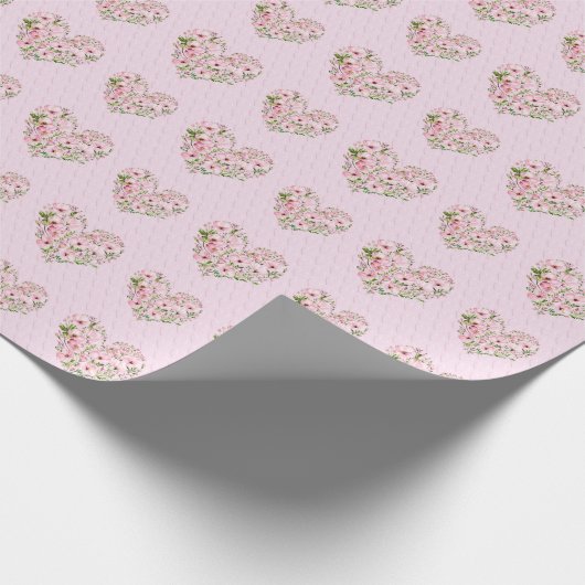 Blumenpapier für rosa Herz Geschenkpapier (Ecke)