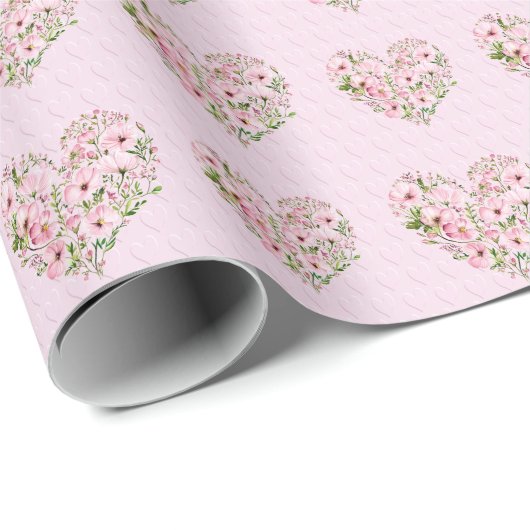 Blumenpapier für rosa Herz Geschenkpapier (Rolleneckpunkt)