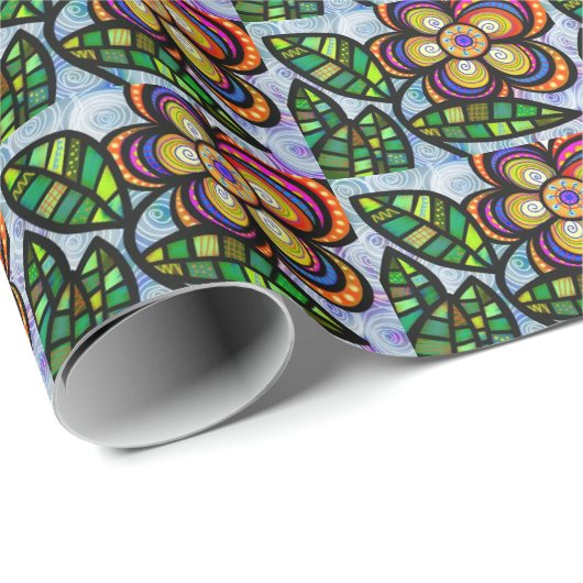 Blumenpapier Geschenkpapier (Rolleneckpunkt)