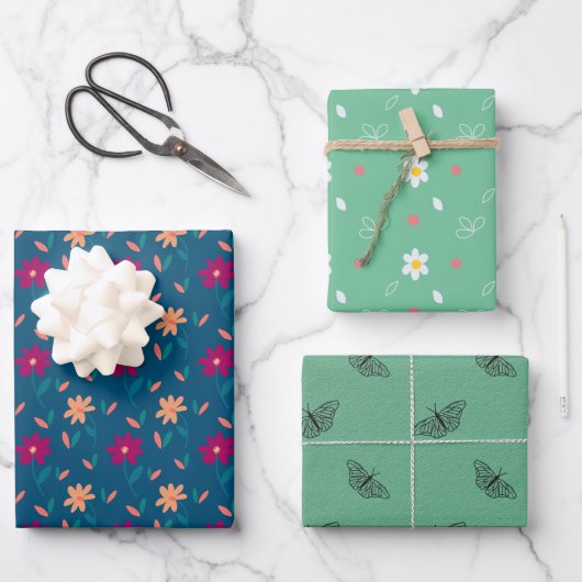 Blumenpapier Geschenkpapier Set (Vorderseite)
