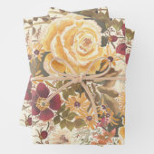 Blumenpapier, Herbstverpackungspapier Geschenkpapier Set (Beispiel)