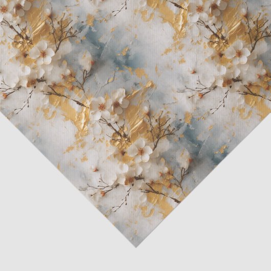 Blumenpapier, Ivory und Gold Seidenpapier (Ausschnitt)