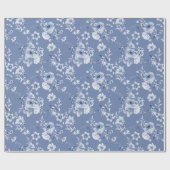 Blumenpapier mit blauer Flora Watercolor Geschenkpapier (Flach)