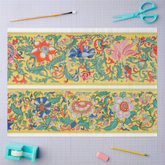 Blumenpapier mit gelbem Hintergrund Seidenpapier (Basteln)