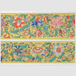 Blumenpapier mit gelbem Hintergrund Seidenpapier
