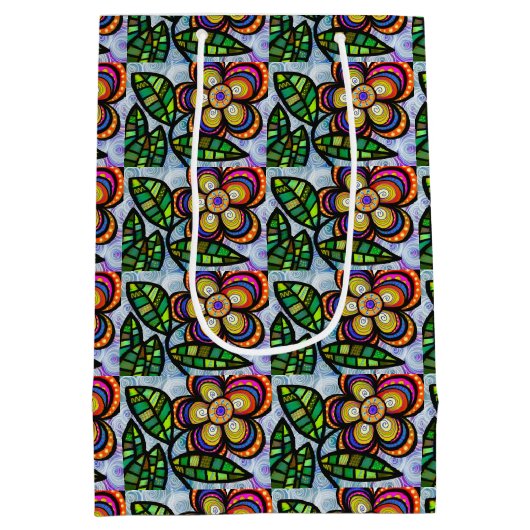 Blumenpapier Mittlere Geschenktüte (Rückseite)