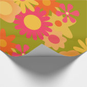 Blumenpapier Mod Vintag rosa, grünes Umhüllungspap Geschenkpapier (Ecke)