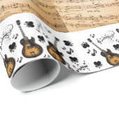 Blumenpapier, Musiknoten Gitarre Geschenkpapier (Rolleneckpunkt)