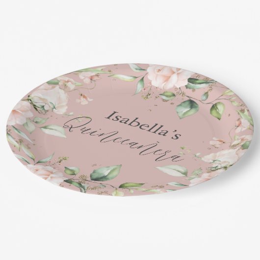 Blumenpapier Pappteller (Schrägansicht)