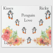 Blumenpapier, Pinguin-Liebe Geschenkpapier (Flach)