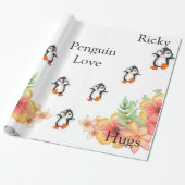 Blumenpapier, Pinguin-Liebe Geschenkpapier (Ungerollt)