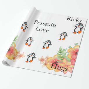 Blumenpapier, Pinguin-Liebe Geschenkpapier