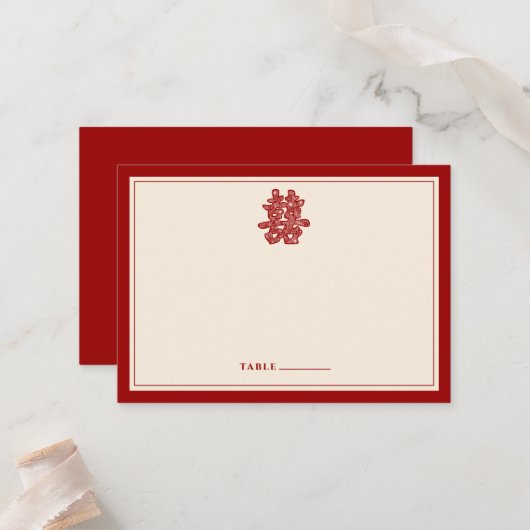 Blumenpapier schneiden doppeltes Glück chinesische Platzkarte (Vorderseite/Rückseite Beispiel)