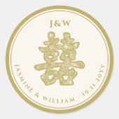 Blumenpapier schneiden doppeltes Glück chinesische Runder Aufkleber (Vorderseite)