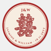 Blumenpapier schneiden doppeltes Glück chinesische Runder Aufkleber (Vorderseite)