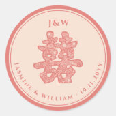 Blumenpapier schneiden doppeltes Glück chinesische Runder Aufkleber (Vorderseite)