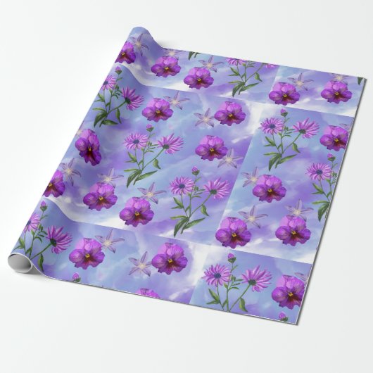 Blumenpapier - Schöne Blume Muster Geschenkpapier (Ungerollt)