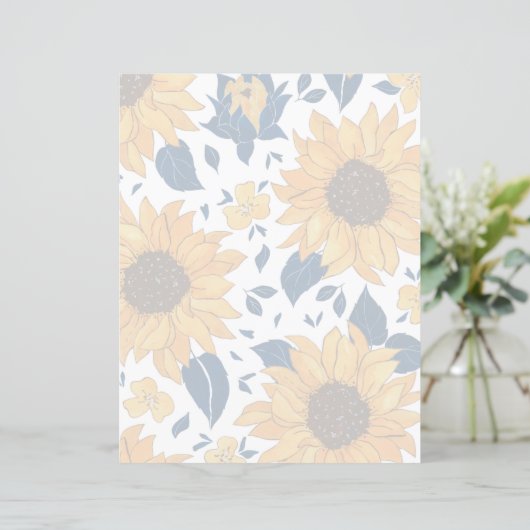 Blumenpapier - Sonnenblumen gewaschenes Design (Stehend Vorderseite)
