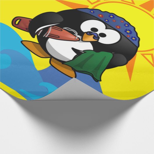Blumenpapier, Surfer Pinguin Beach Geschenkpapier (Ecke)