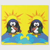 Blumenpapier, Surfer Pinguin Beach Geschenkpapier (Flach)