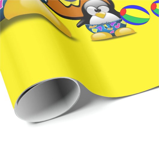 Blumenpapier, Surfer Pinguin Beach Geschenkpapier (Rolleneckpunkt)