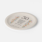 Blumenpapier zum 50. Geburtstag Teller 50 Jahre Bl (Schrägansicht)
