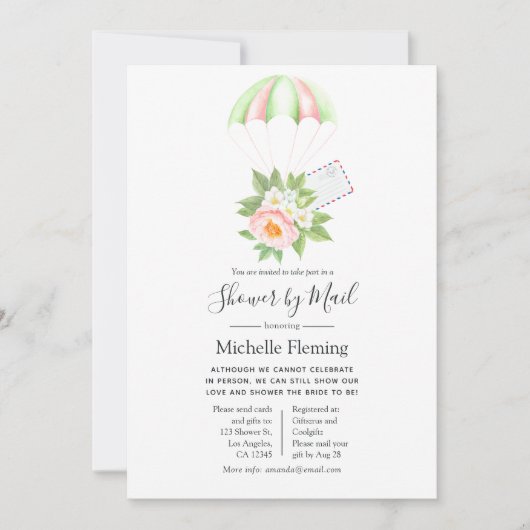 Blumenparachute Bridal oder Babydusche per Mail Einladung (Vorderseite)