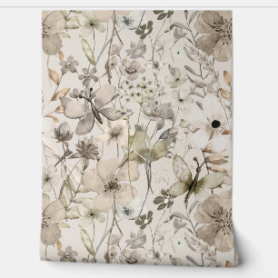 Blumenparadies beige Tapetenrollen Tapete