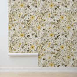 BLUMENPARADIES / gelbe Khaki-Stimmung Tapete