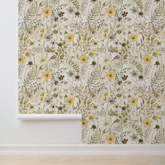 BLUMENPARADIES / gelbe Khaki-Stimmung  Tapete (Anwendung)