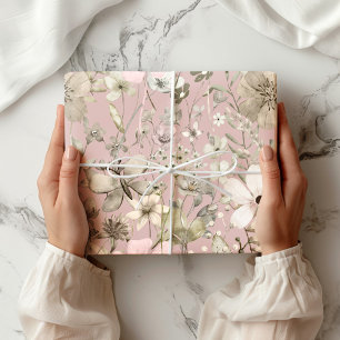 Blumenparadies hellbraun - Maßstab b Geschenkpapier