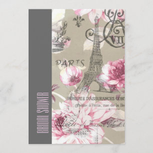 Blumenparis eiffel Turm Vintages Brautparty Einladung