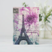 Blumenpariser Geburtstags-Party franzosen Einladung (Stehend Vorderseite)