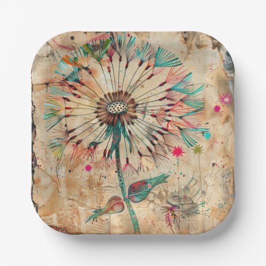 Blumenparty-Papierteller Pappteller (Vorderseite)