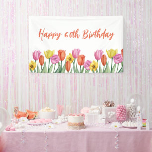 Blumenpastel 60. Geburtstag Banner